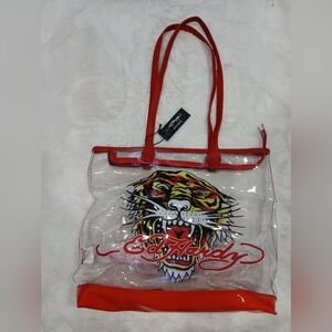 Ed Hardy tiger clear tote bag **NWT**